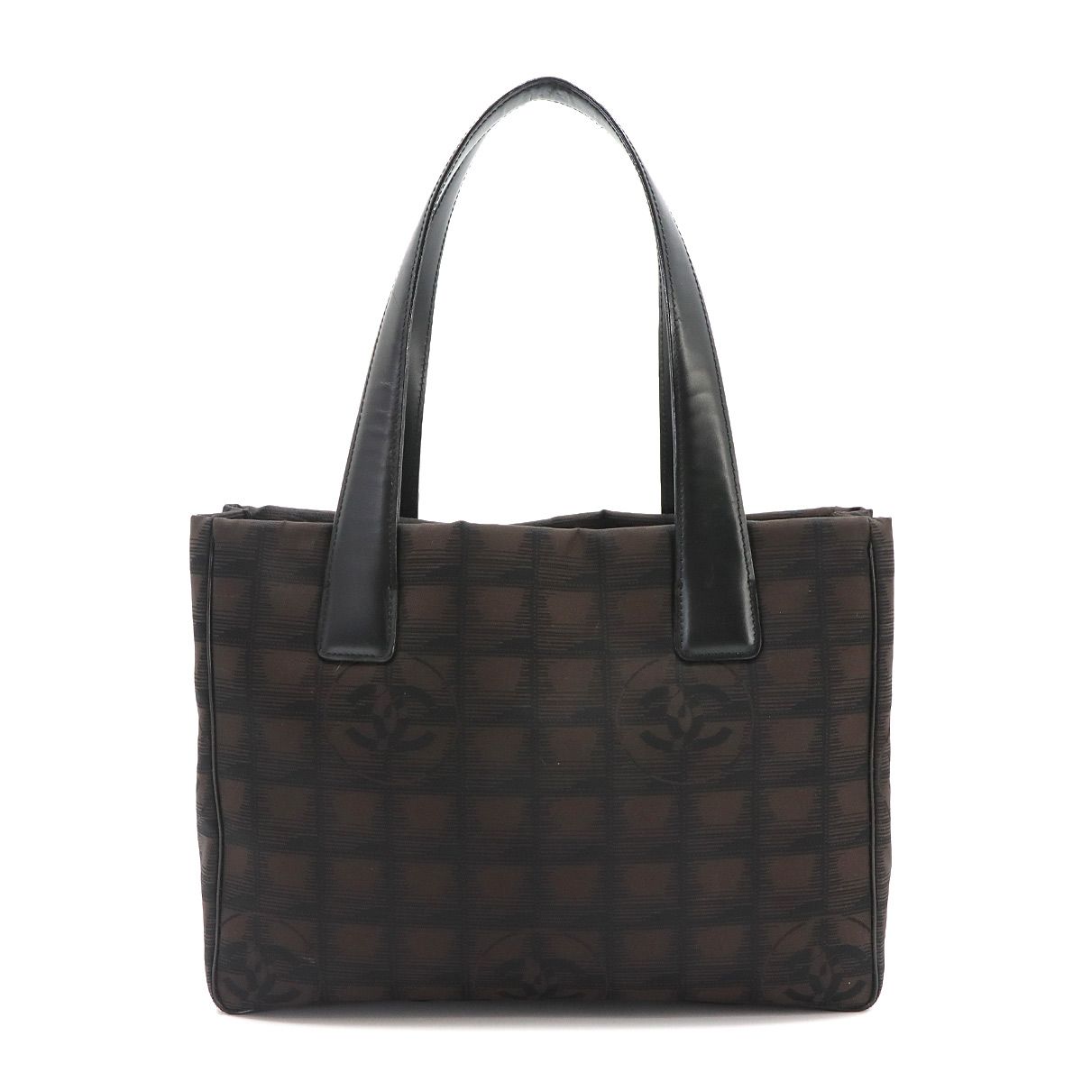 美品 シャネル CHANEL ニュートラベルライン トート PM バッグ ナイロンジャガード レザー ダークブラウン A20457 ヴィンテージ 90339935
