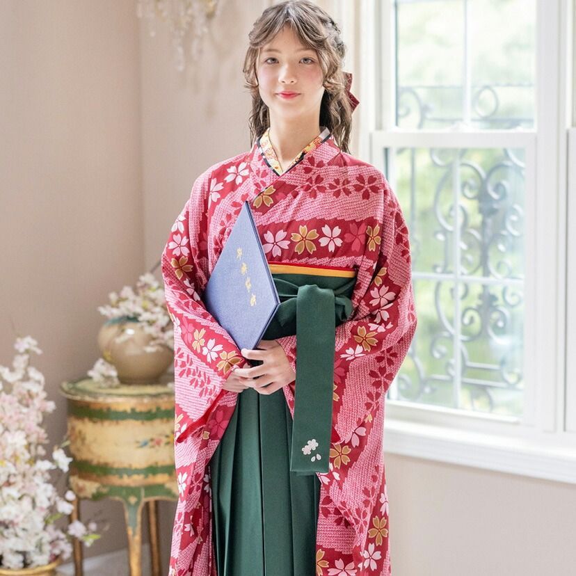 【HAKAST18-B5】着付け簡単袴セット 刺繍入り 京都絵師描き下ろし本格柄　～八重桜薄青×桜袴～　キャサリンコテージ　TAK　小学生　袴　卒業式　セット 7,685円