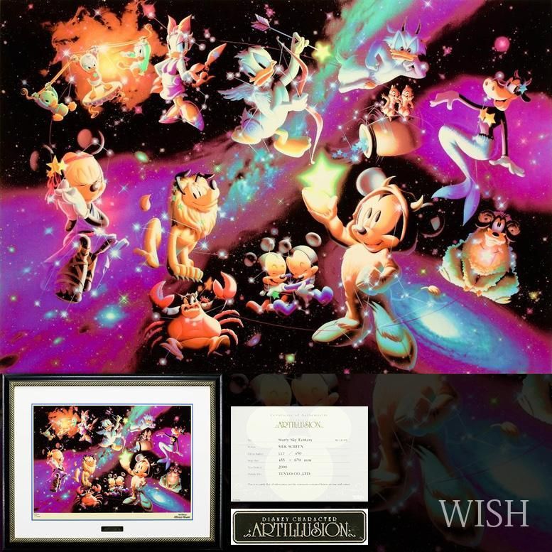 【真作】【WISH】ウォルト・ディズニー Walt Disney「Starry Sky Fantasy」シルクスクリーン 15号大 大作 ◆ミッキー＆ミニー #26063281 26,000円