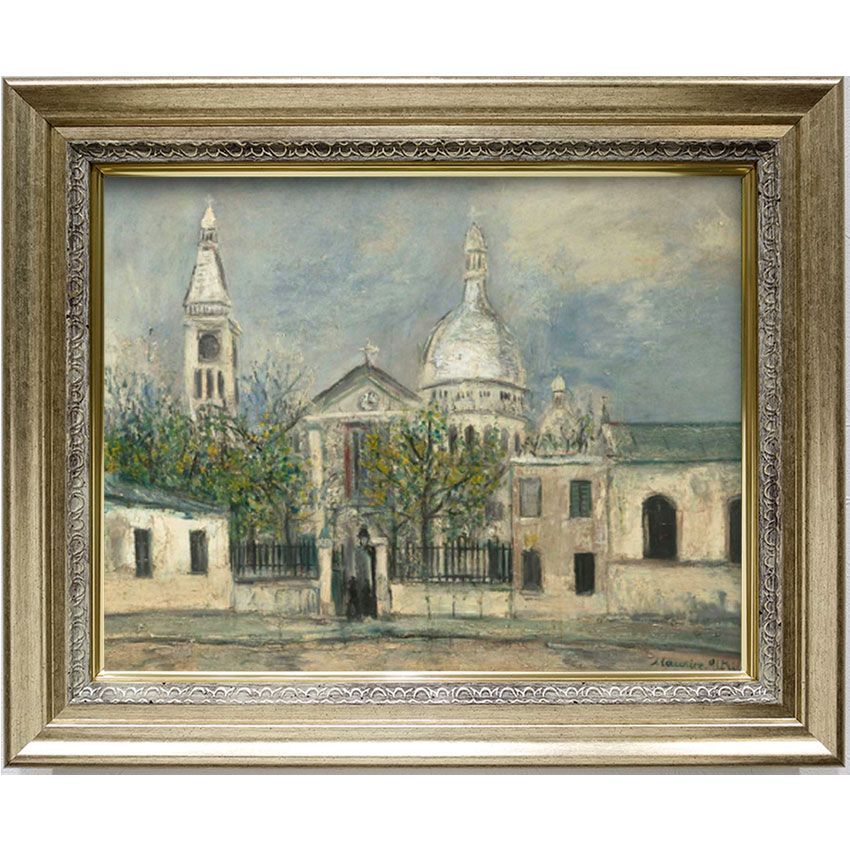 ユトリロ 絵画 「サン＝ピエール教会」 F6号 額入り 複製画 世界の名画 風景画 インテリア エコールドパリ 白の時代 オランジュリー美術館所蔵　PK209