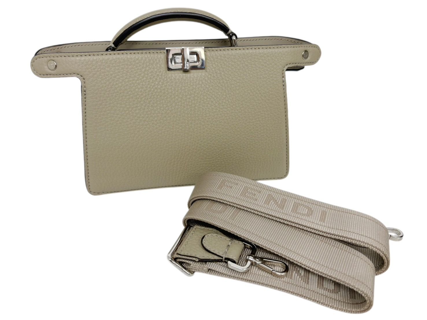 極美品 フェンディ ピーカブー アイシーユー エックスクロス 7VA582 グレージュ レザー FENDI X-Cross 2WAY ショルダーバッグ HS260829 145,000円