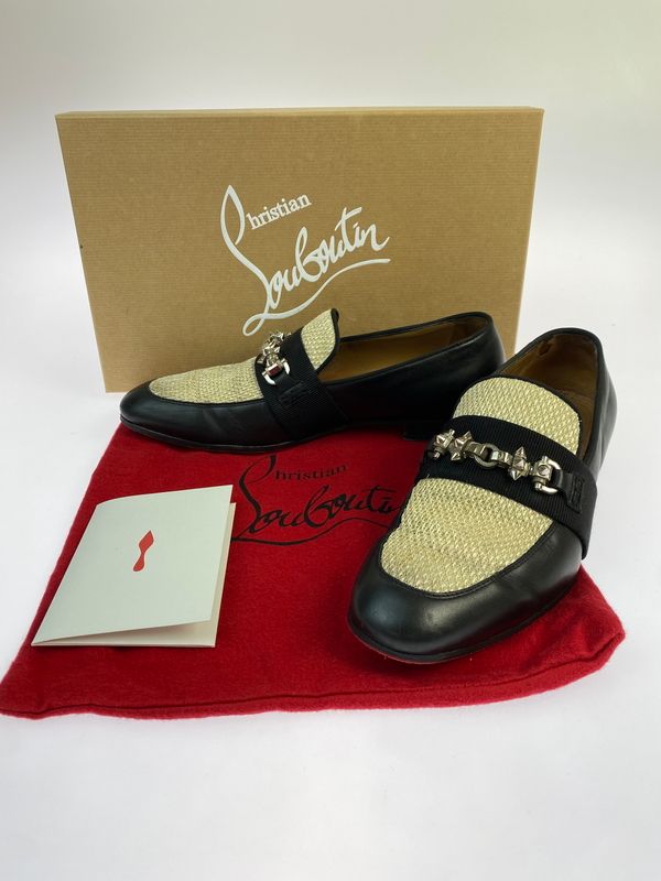 【中古品】 CHRISTIAN LOUBOUTIN クリスチャンルブタン PANAMAX FLAT CLF TRESSE CESTINO GG パナマックス フラット カーフレザー トレス セスティーノ シューズ 【164-260902-jt-33-min】