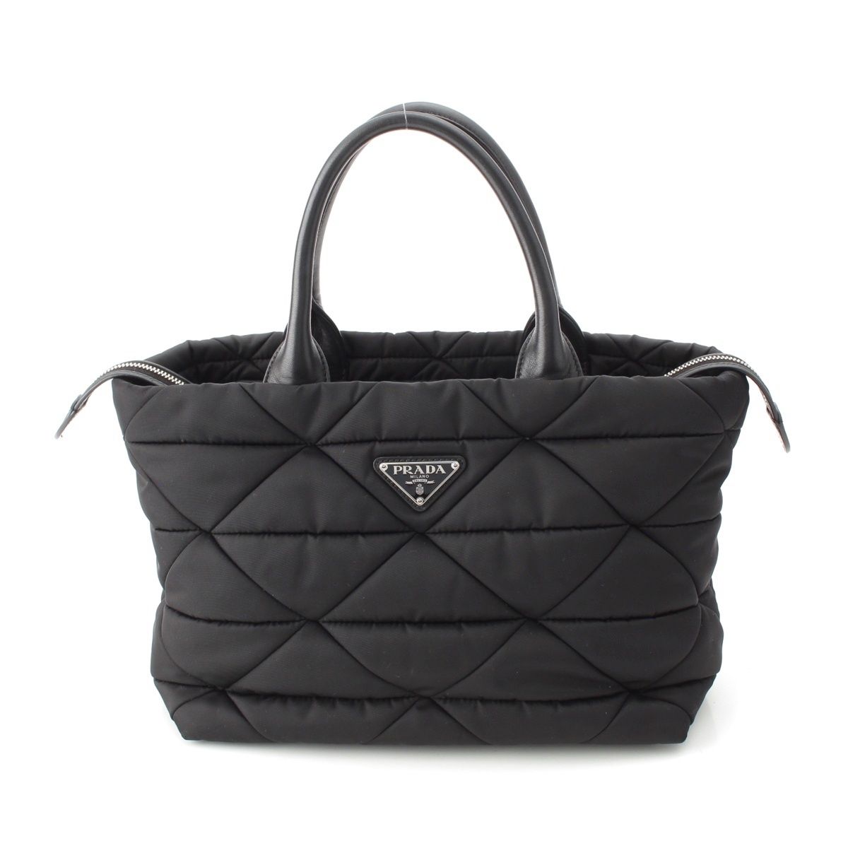 プラダ RE-NYLON PADDED ナイロン トライアングルロゴ 2WAY ミディアム トートバッグ ポーチ付き 1BG436 ブラック【中古】 127,800円