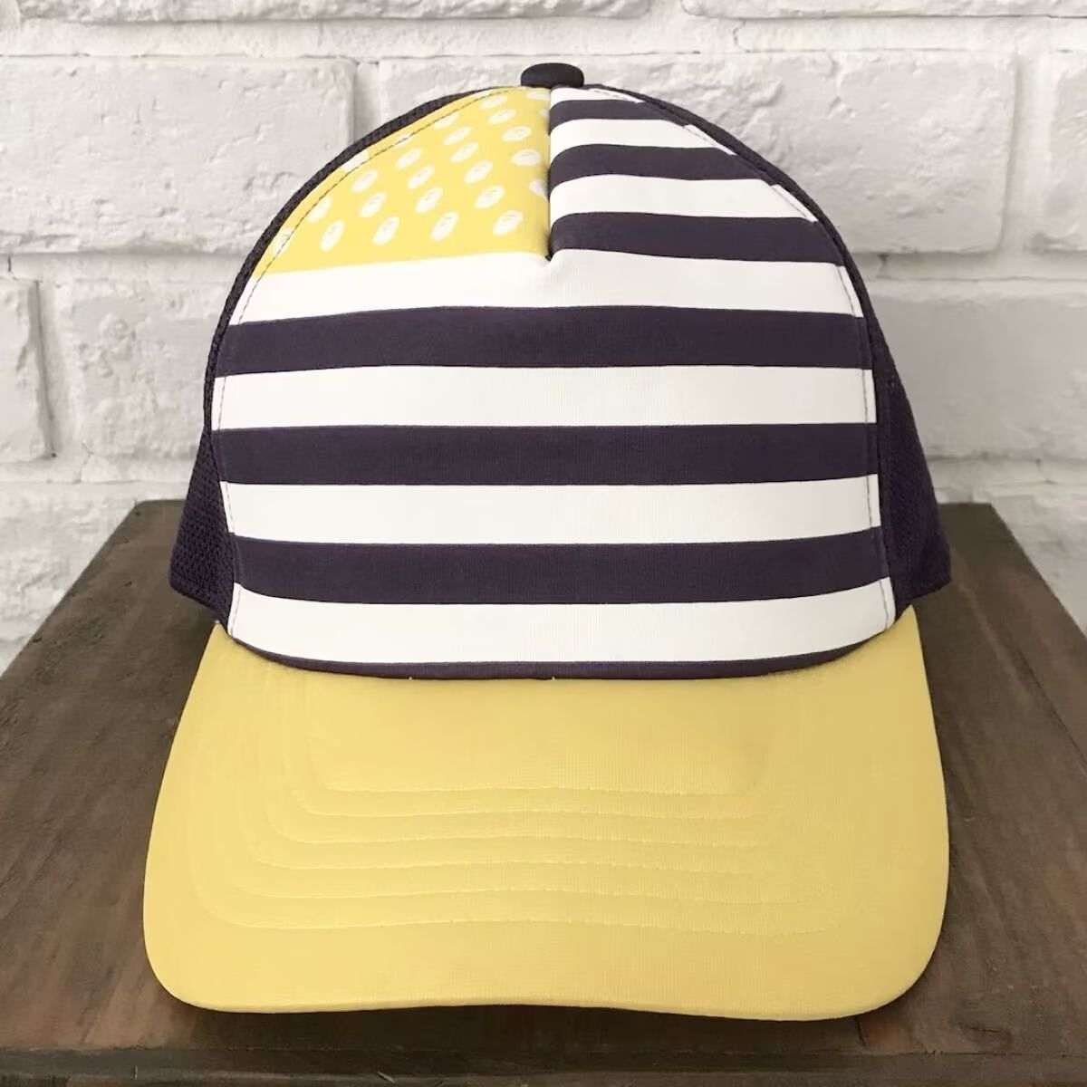 APE HEAD 星条旗 メッシュ キャップ Purple × Yellow a bathing ape BAPE Trucker Hat Cap エイプ ベイプ アベイシングエイプ NIGO y4399