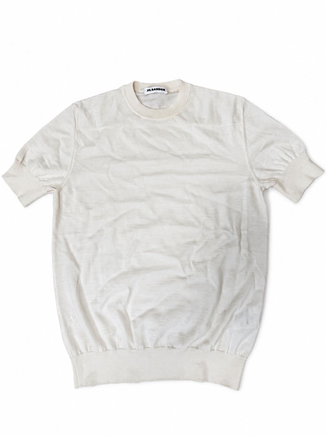 JIL SANDER（ジルサンダー）アイボリー 半袖クルーネックニットプルオーバー