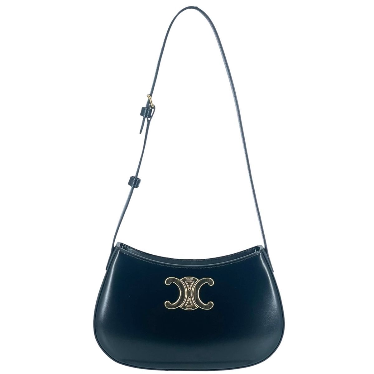 【中古】 CELINE セリーヌ トリオンフ Medium Tilly ミディアム ティリー 115703 ワン ショルダーバッグト 肩掛け ハンドバッグ ブラック レザー レディース 26021596 GS