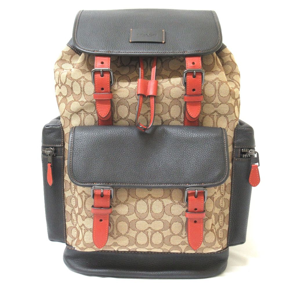 Tj968623 コーチ COACH スプリントバックパック シグネチャー リュック CE523 キャンバス 茶色系×黒 中古・美品 20,350円