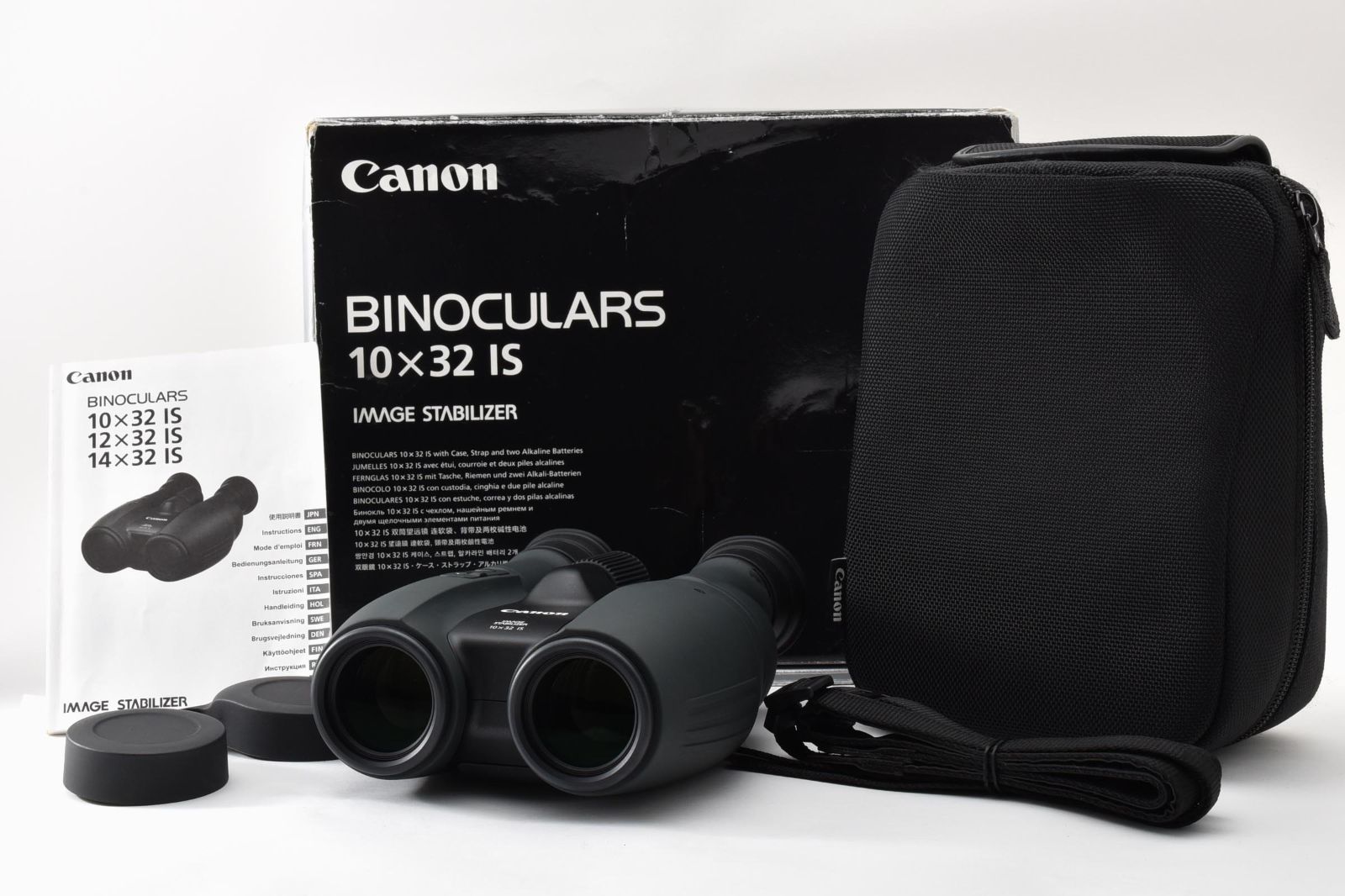 Canon 10×32 IS 防振双眼鏡 手ブレ補正 ケース 元箱 キャップ ストラップ付