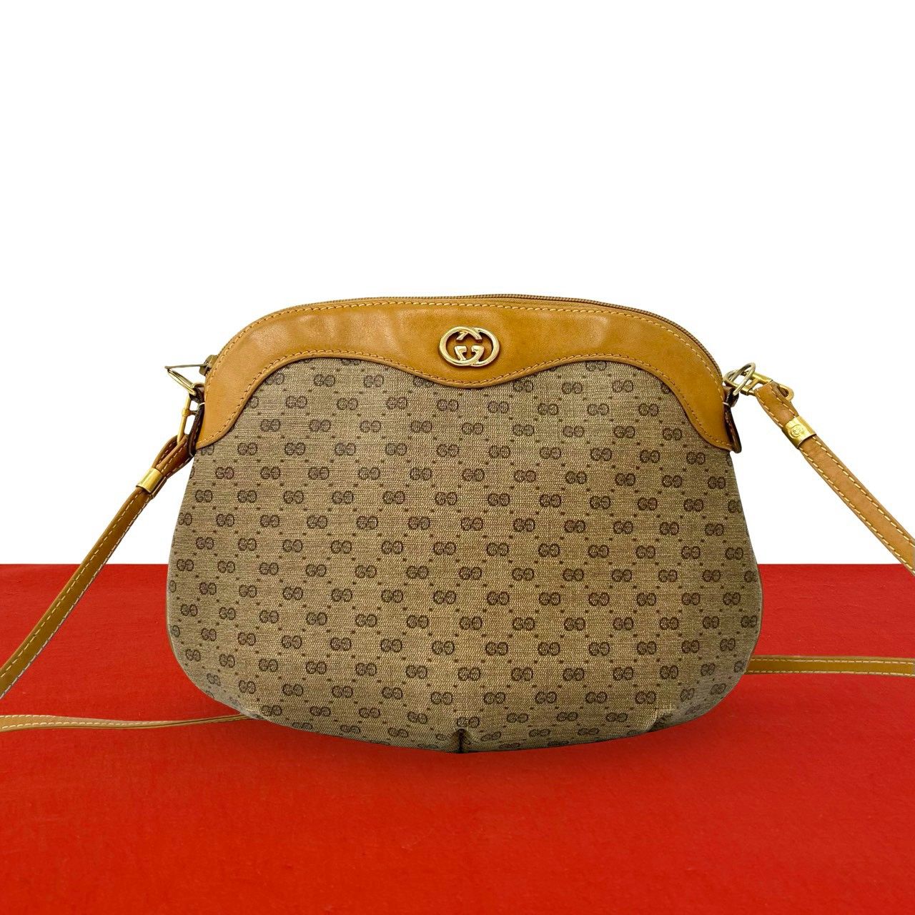 極 美品 GUCCI グッチ オールドグッチ ヴィンテージ マイクロ GG ロゴ 