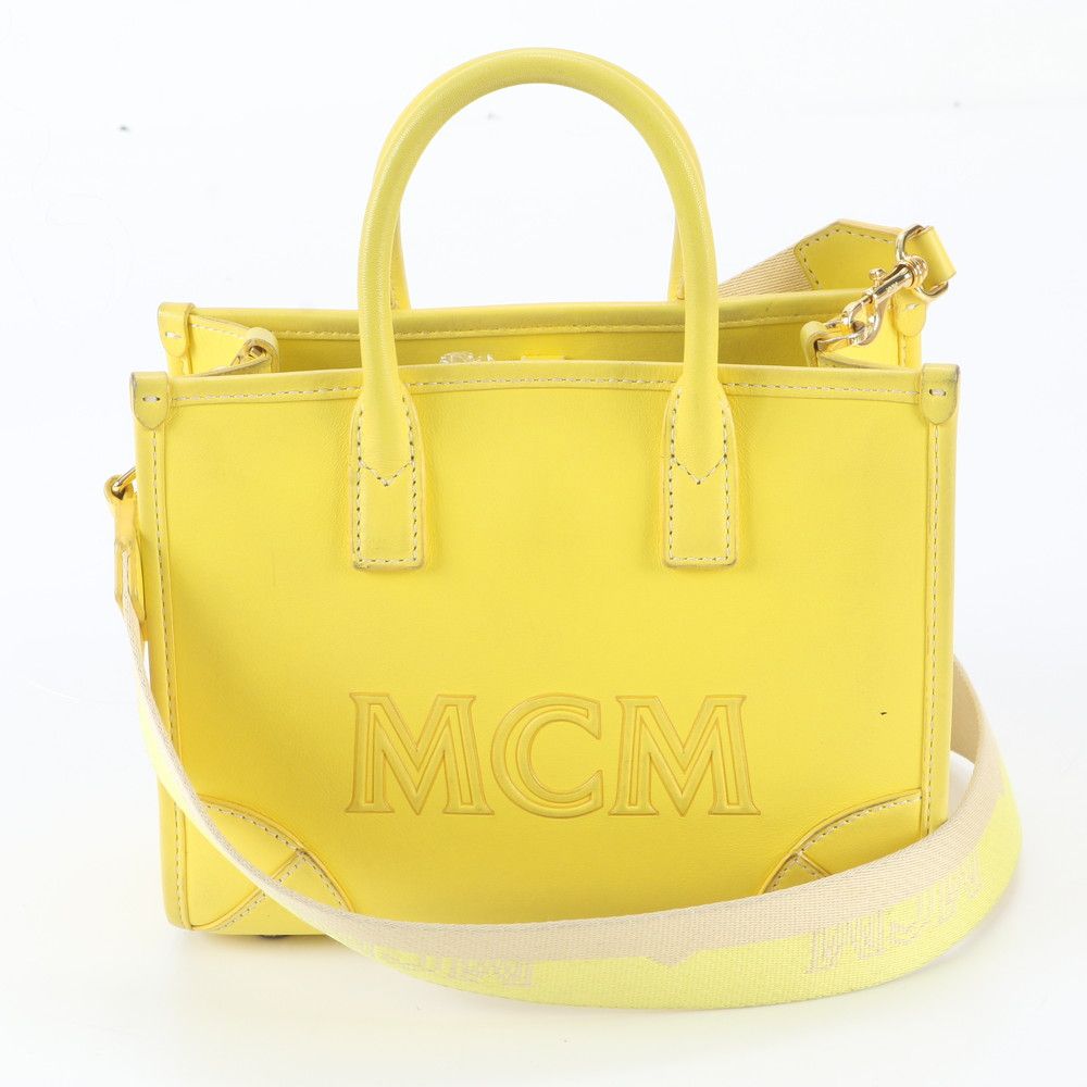 美品 MCM エムシーエム ミュンヘン ミニ レザー 2WAY ショルダーバッグ 斜め掛け ハンド トート レディース WWM EQ6-8【中古】