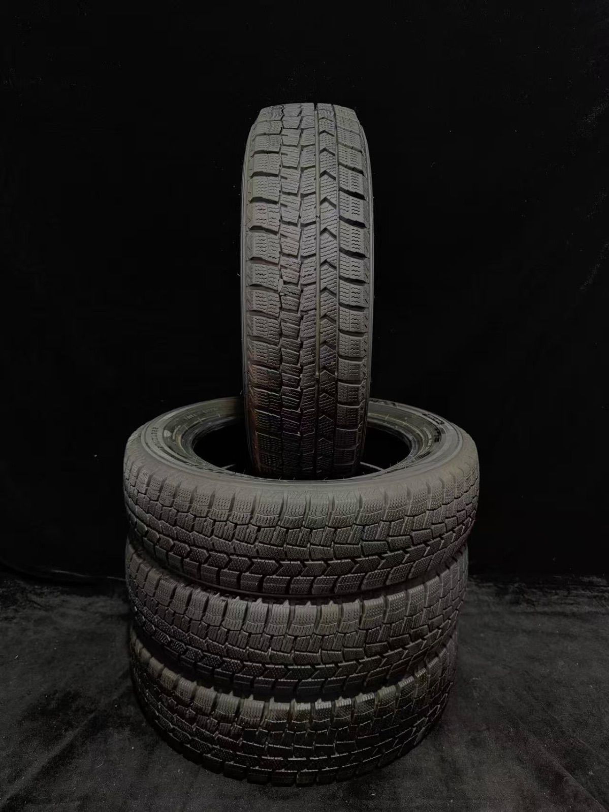 21年製　中古タイヤ4本セット　ダンロップ　155/65R14 75Q 8分山　スタッドレスタイヤ　T-463