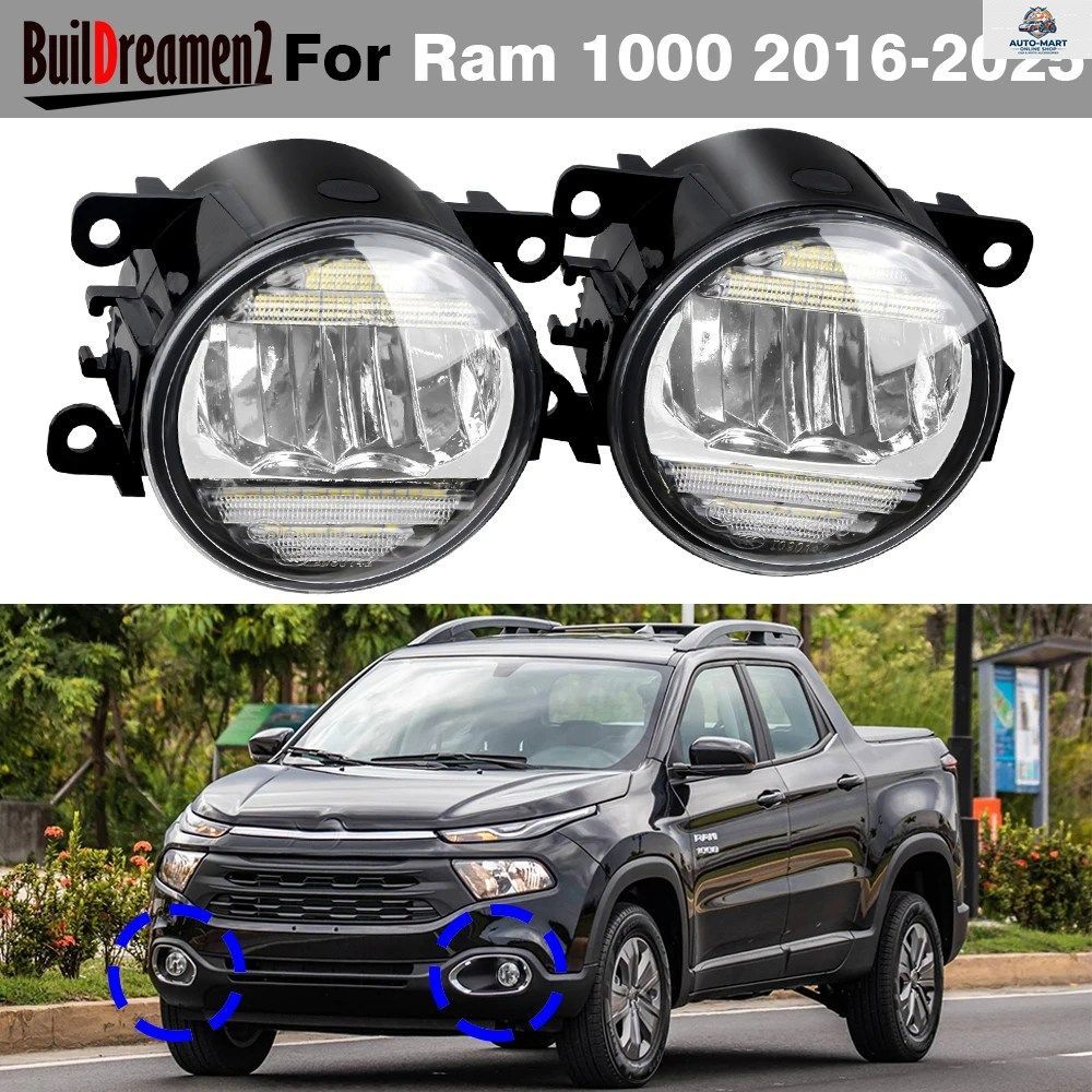 RAM 1000 2016-2025用 30W CANBUS LEDフォグライト DRLアセンブリ 2個セット 車用フロントバンパーフォグデイタイムランニングランプ H11 1