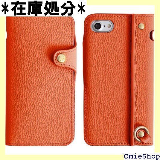 HUKURO iPhoneSE 第2世代 第3世代 / 8 / 7 互換用 手帳型 ケース 清潔感を保つレザー 日本製 本革 スマホケース 落下防止 グリップ カバー ストラップホール 持ちやすい 右手持ち オレンジ フクロ 831