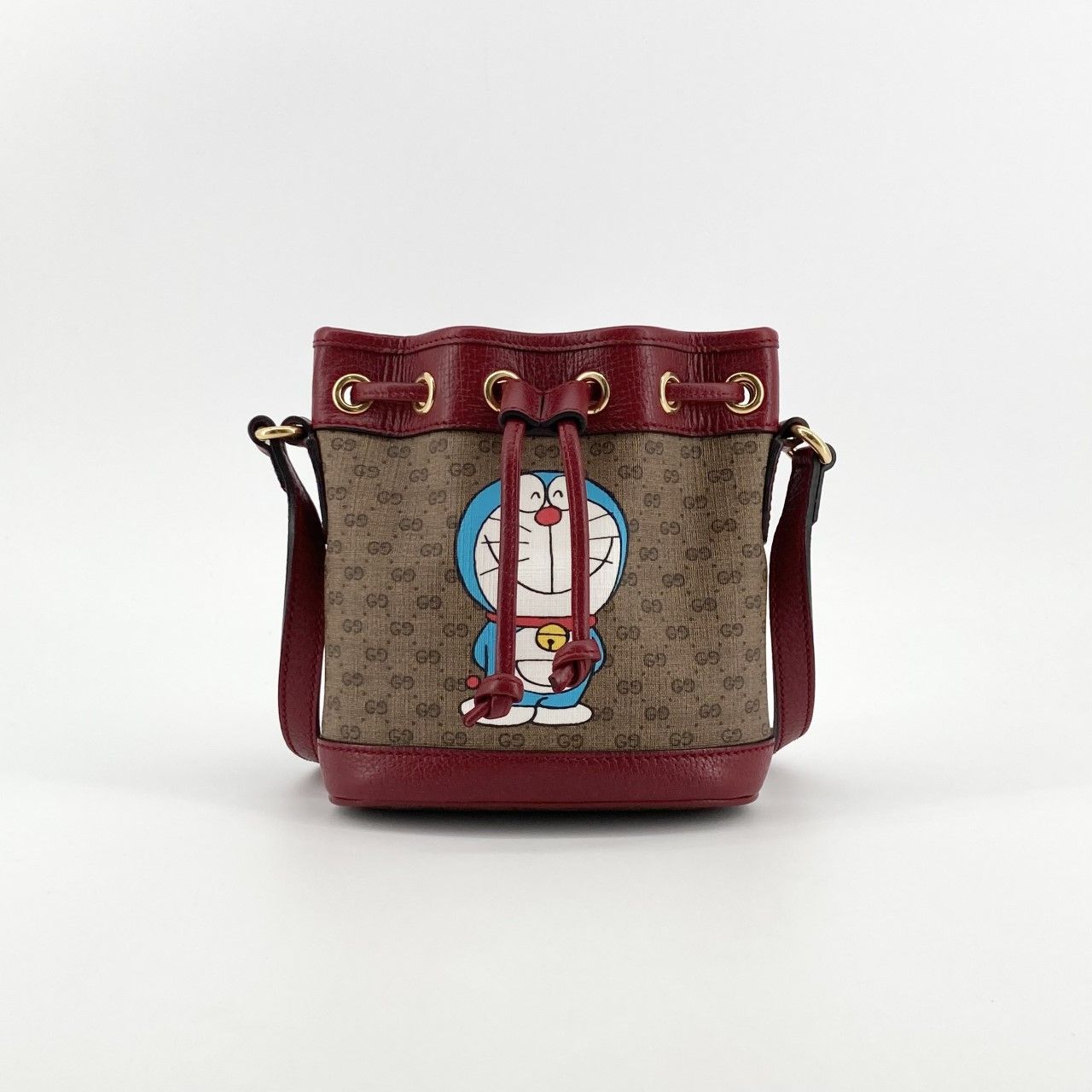 GUCCI（グッチ） ×ドラえもん GGスプリーム ミニバケット 647801 ショルダーバッグ ベージュ×レッド