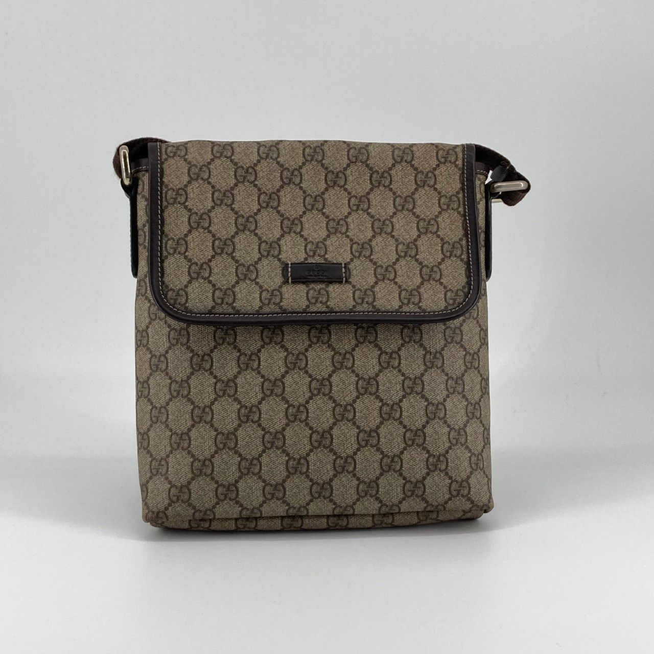 GUCCI（グッチ） GGスプリーム フラップ 223666 ショルダーバッグ ベージュ×ダークブラウン