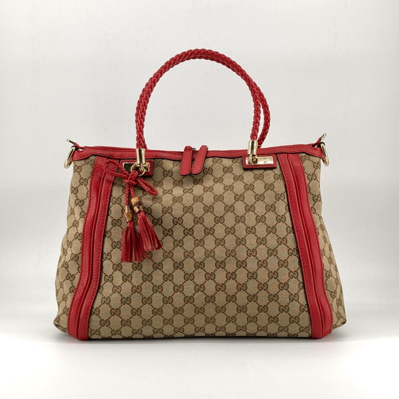 GUCCI（グッチ） GGキャンバス ベラ バンブータッセル 2WAY 269946 ショルダーバッグ ベージュ×レッド