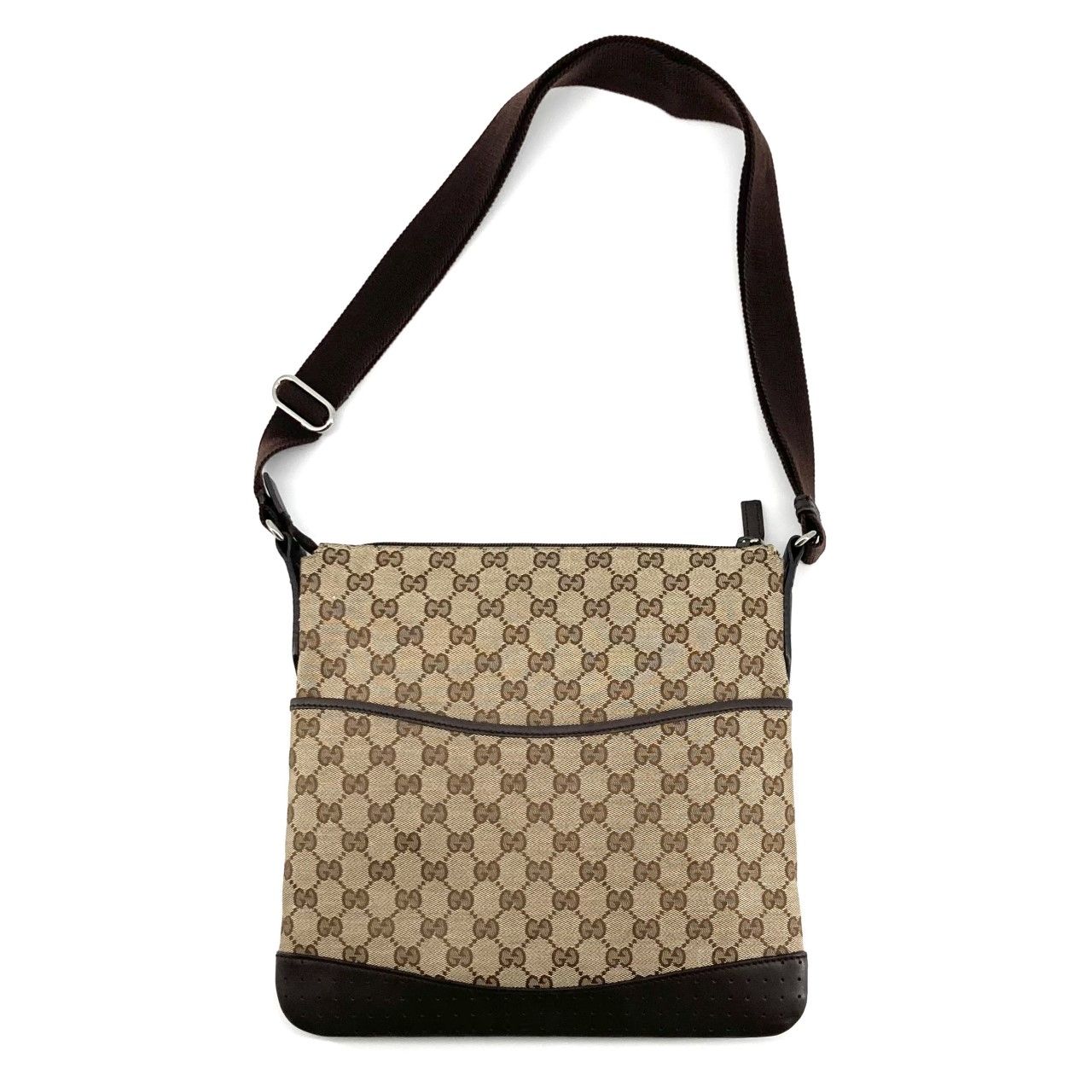 GUCCI（グッチ） ＧＧキャンバス パンチングレザー 145857 ショルダーバッグ ベージュ×ブラウン