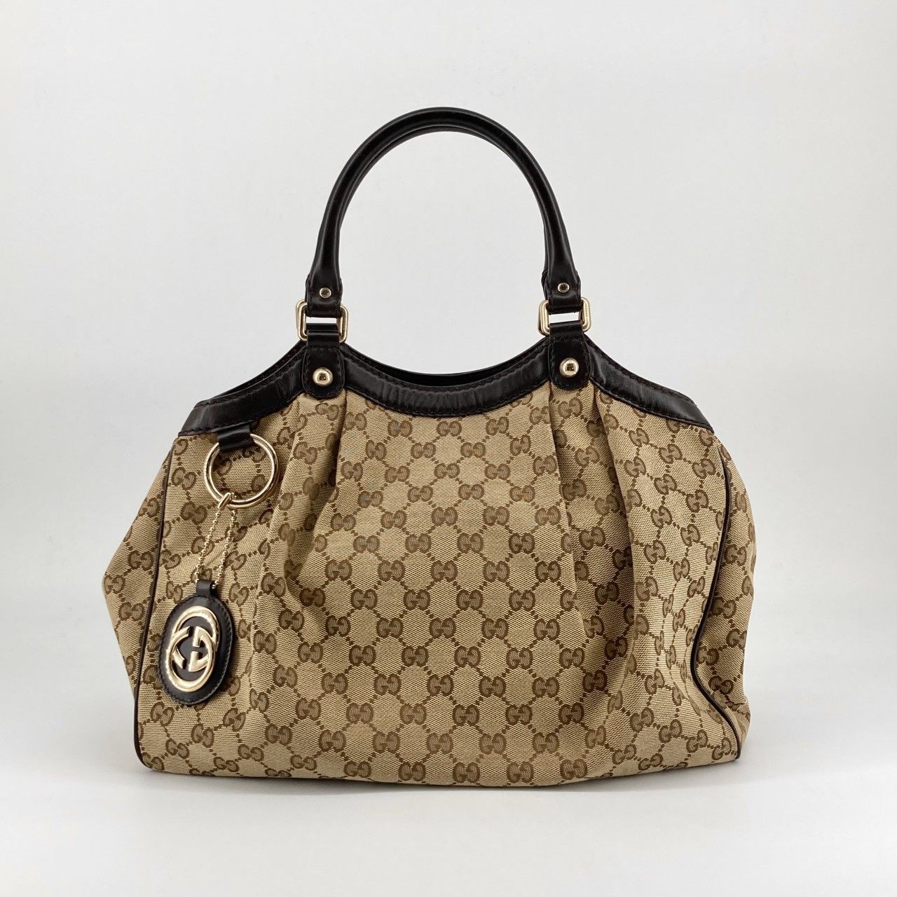 GUCCI（グッチ） スーキー GGキャンバス×レザー 211944 ハンドバッグ ベージュ×ブラウン
