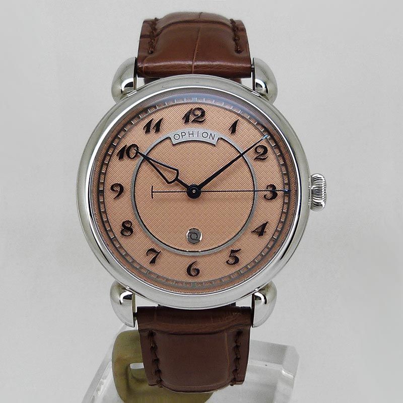中古美品オフィオン【OPHION】 OPH-786-VELOS OPH 786 VELOS Guilloche Salmon 手巻