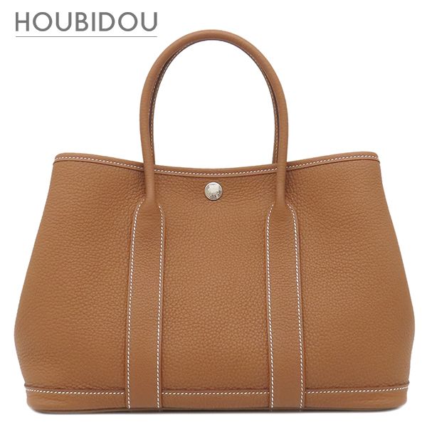 エルメス HERMES トートバッグ ガーデンパーティーTPM 30 ネゴンダ ゴールド シルバー金具 茶 オールレザー 2024年製 W 【箱】【中古】 911,550円