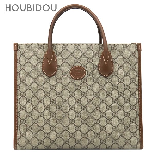 グッチ GUCCI 2WAYバッグ GGスモール トート GGスプリームキャンバス レザー ベージュ×エボニー ゴールド金具 ハンドバッグ ショルダー 659983【中古】