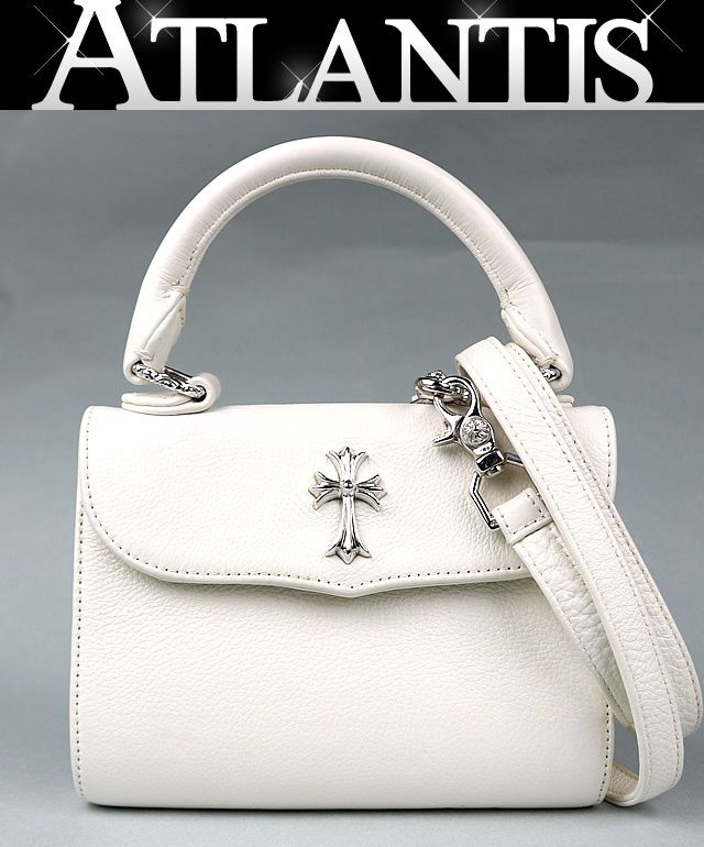 CHROME HEARTS 銀座店 クロムハーツ DOG ADAMS ドッグアダムス スモールCHクロス レザー メンズ SV925 白 104454