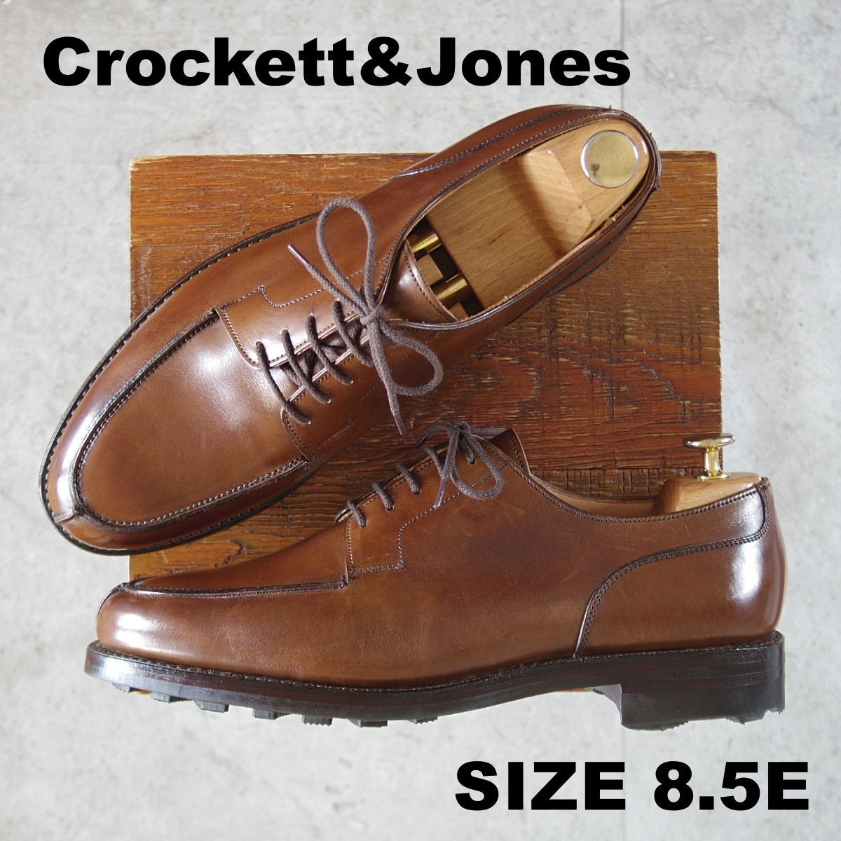 極美品★クロケット&ジョーンズ 8.5E【定価￥154,000-★モールトン/MORETON/リッジウェイソール】292ラスト/Uチップ/カーフ/濃茶★p309