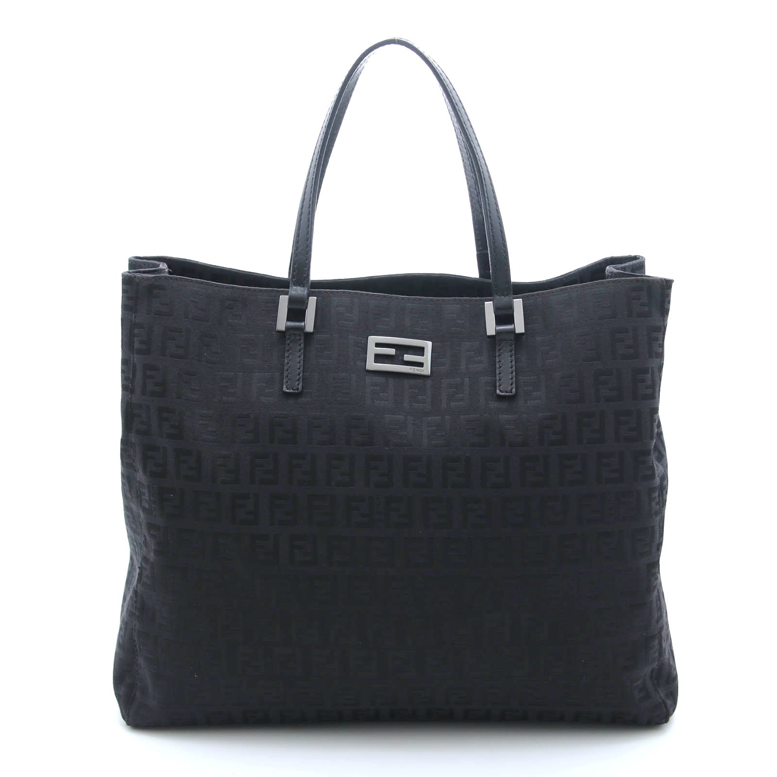 FENDI フェンディ ズッキーノ トートバッグ ブラック キャンバス/レザー 8BH133 トートバッグ キャンバス ブラック レディース【中古】433 57,519円