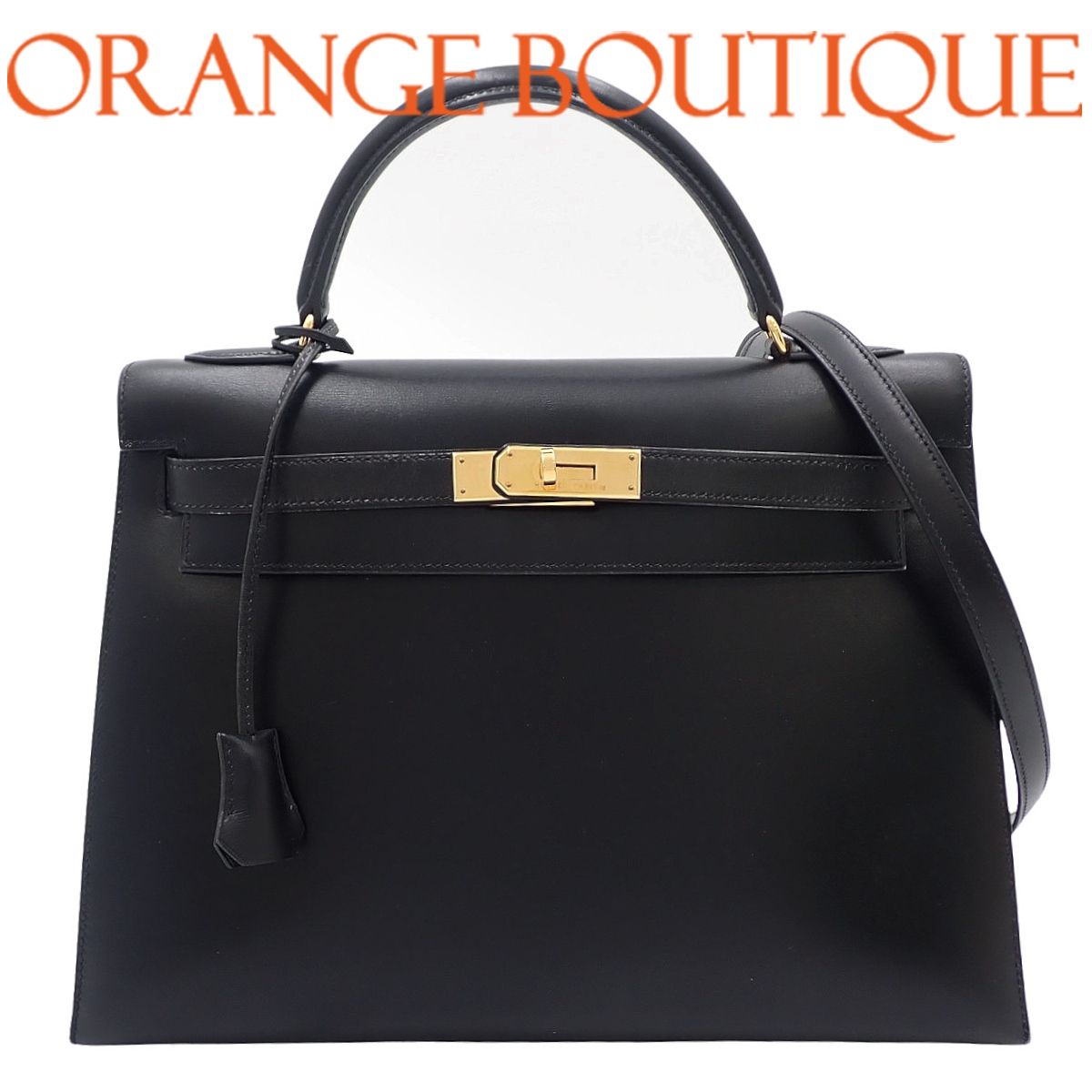 HERMES(エルメス) ケリー32(外縫い) ブラック黒 ボックスカーフ ゴールド金具 ○A刻印 ハンドバッグ 2WAY ショルダー ワンハンドル レディース 40101850334【中古】【アラモード】