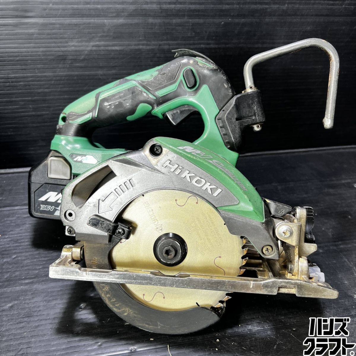 ▼【中古】HIKOKI(ハイコーキ) C3605DA（NN） 充電式マルノコ 緑色 125mm バッテリー1個付き