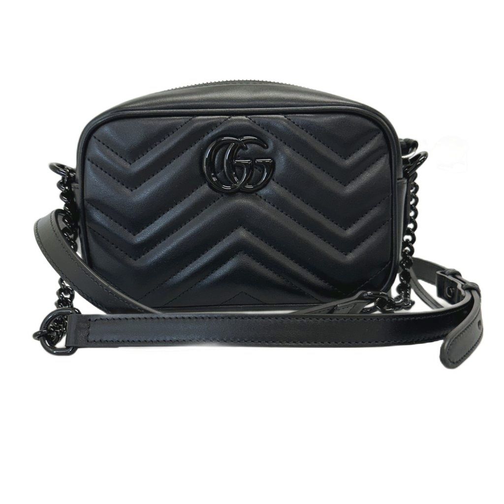 グッチ GUCCI GG マーモント ミニ ショルダー バッグ 634936 DTDHV 1000 BLACK 黒ブラック ブランド古着ベクトル 中古▲■260902
