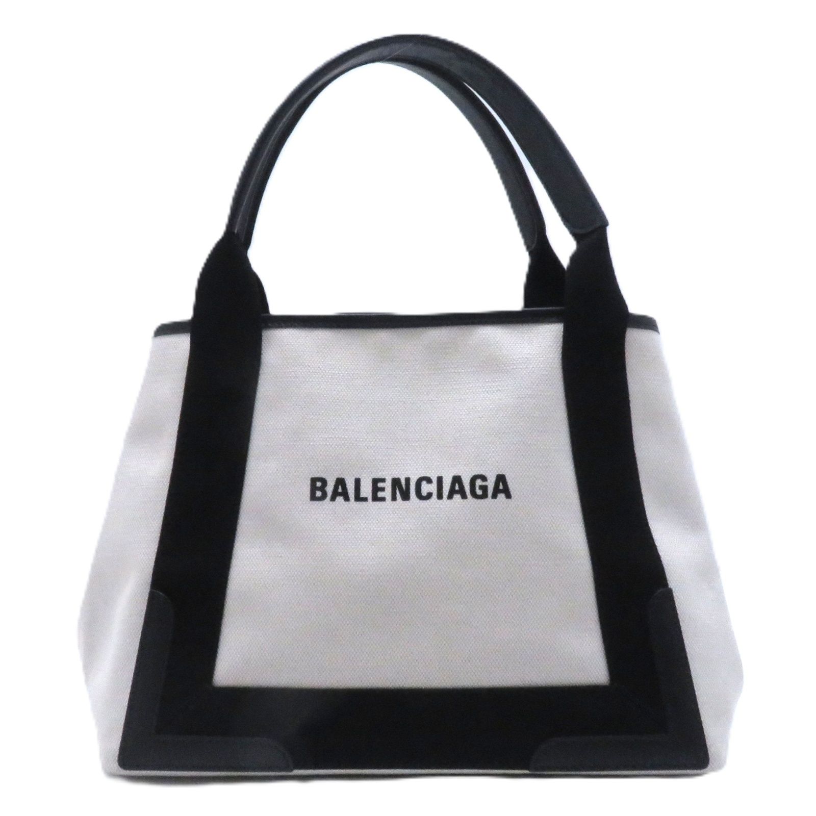 BALENCIAGA バレンシアガ ネイビーカバスS ナチュラル/ブラック キャンバス/レザー 339933 ハンドバッグ キャンバス ナチュラル/ブラック レディース【中古】431 44,895円