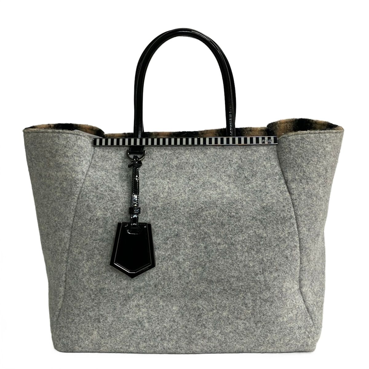 FENDI(フェンディ) トートバッグ トゥージュール 8BH251 ライトグレー×黒×白 ウール、レザー 37,200円