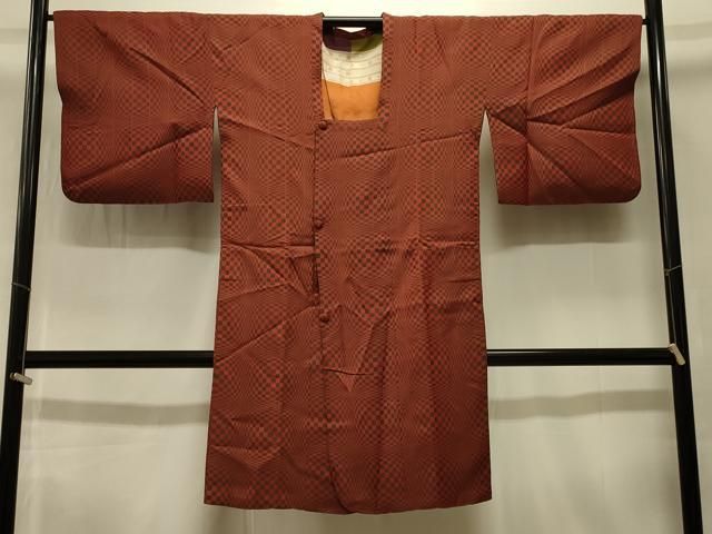 平和屋着物＃道行コート　吉祥市松文様　金糸　ロング丈　正絹　逸品　CABK3360in