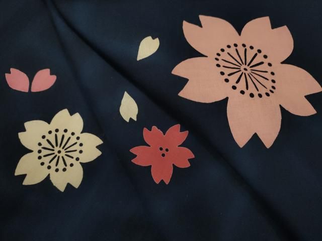 平和屋着物∴夏物　浴衣　注染　舞桜文　綿　逸品　未使用　CABK6587ze 7,904円