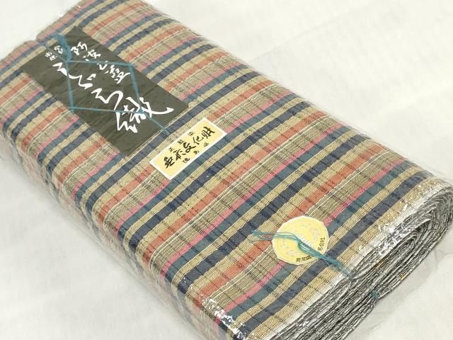 平和屋着物＊夏物　阿波しじら織　浴衣　反物　着尺　正藍染　間道　証紙付き　綿　逸品　未使用　DABJ0645zy 14,976円