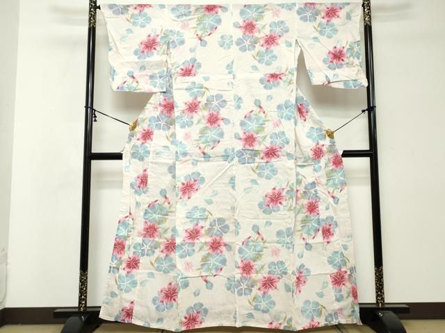 平和屋着物∴夏物　綿紅梅　浴衣　草花文　撫子　百合　逸品　DABI8699cd 7,696円