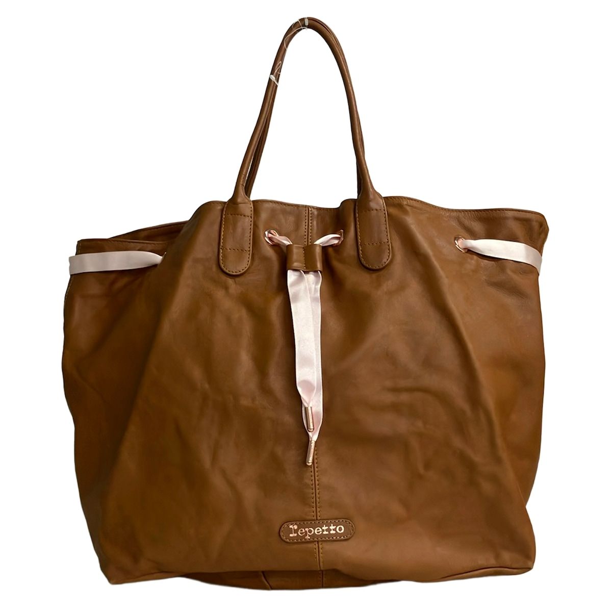 repetto(レペット) トートバッグ アラベスク ライトブラウン リボン/巾着型 レザー