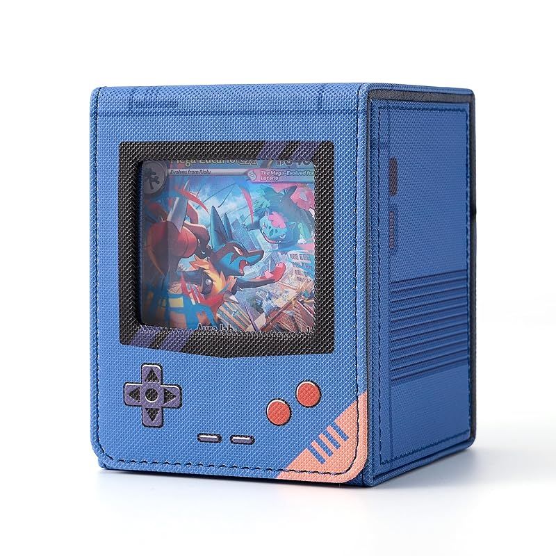 [Brand New] Deck Case, Treca Case, Game Machine Model, Push Window, Display Window, Holds 100 Sheets, Double, Triple Sleeves, Cute (Blue)