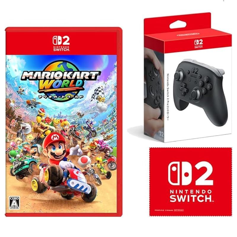 【新品】 マリオカート ワールド -Switch2 +【任天堂純正品】Nintendo Switch 2 Proコントローラー 【.co.jp限定】特典 Nintendo Switch 2 ロゴデザイン マイクロファイバークロス 同梱 1 21,517円
