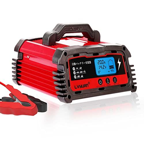 ★新品★LVYUAN【正規品】自動パルスバッテリー充電器 定格20A 12V/24V対応 維持充電 緊急時 全自動 スマートチャージャー バッテリー診断機能付 AGM/GEL車充電可能 「パルス充電」 「サルフェーション除去(脱硫)」 バイク 31047b58
