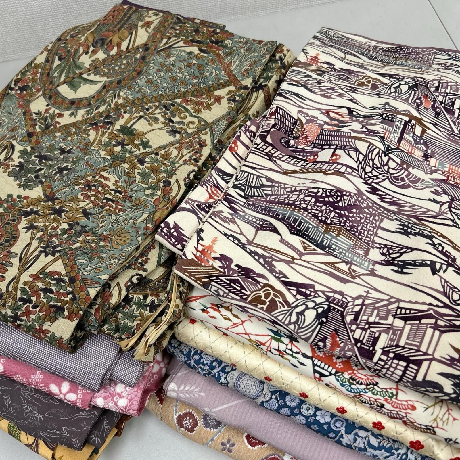 小紋 着物 正絹 12着 まとめ売り リメイク材料 Y-1674
