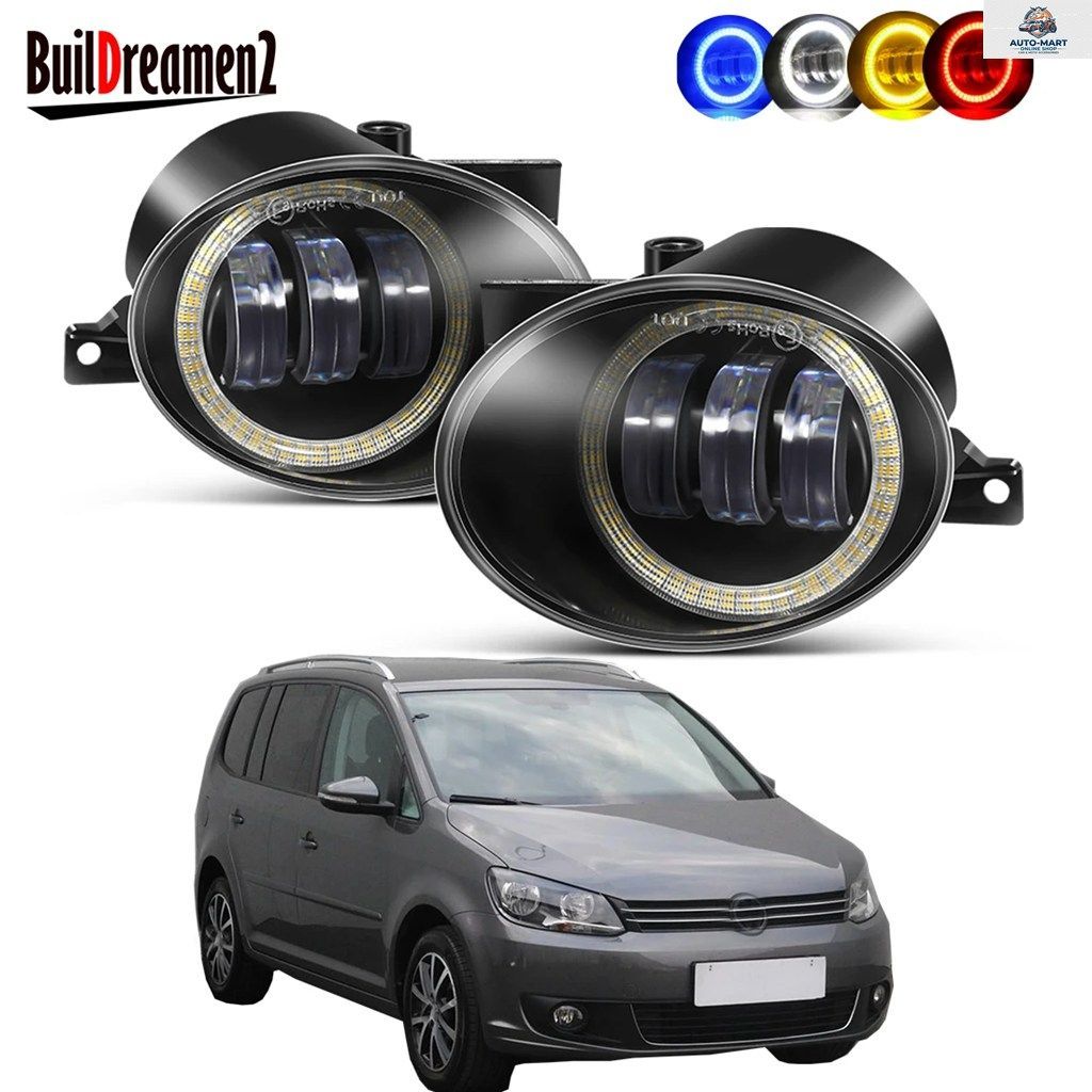 フォルクスワーゲン VW トゥーラン 1T3 2010-2015 用エンジェルアイフォグライトアセンブリ 2個 30W 車用 LED レンズ フォグ デイタイムラ