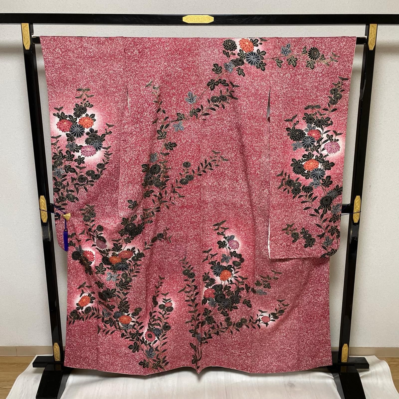 振袖 たたき染め 花模様 鮮やかな染め 着物 正絹 X-8316 8,960円