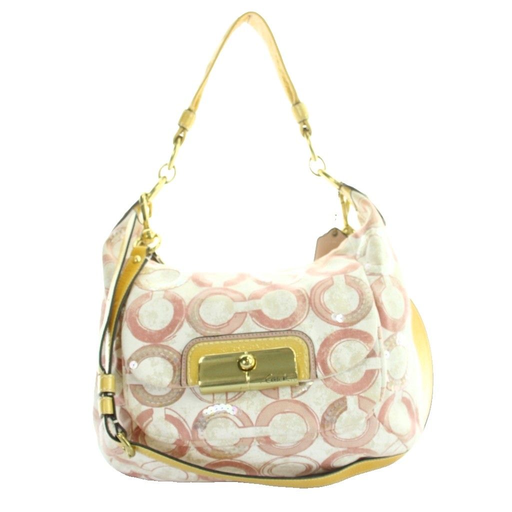 コーチ COACH 16791 ショルダーバッグ ワンハンドルバッグ 2way スパンコール オプアート キャンバス ピンク 白 ホワイト /MW ■GY18 7,739円