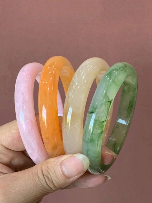 팔찌 쥬얼리 여성용 뱅글 4 개 세트 패션 보헤미안 빈티지 레진 멀티 컬러 팔찌, 매일 착용하는 여성용