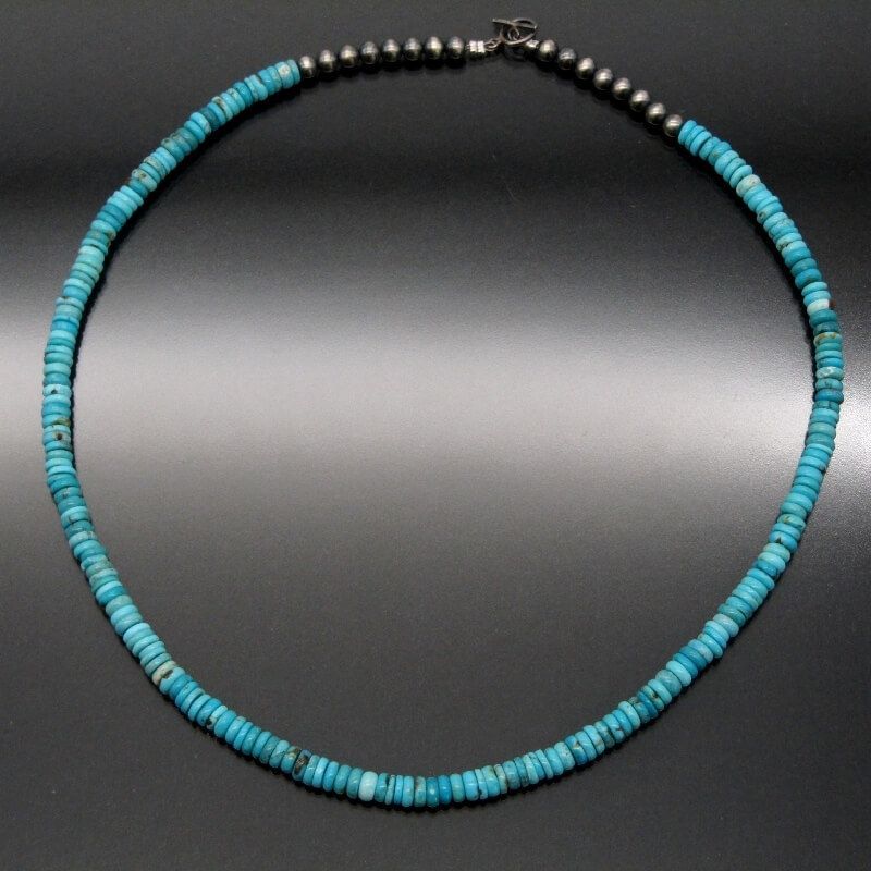 美品 Navajo ナバホ族 ネックレス ターコイズ ビーズ 6mm 51cm