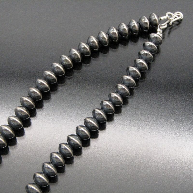 美品 Navajo ナバホ族 ネックレス ナバホパール 6.6mm 45cm シルバー
