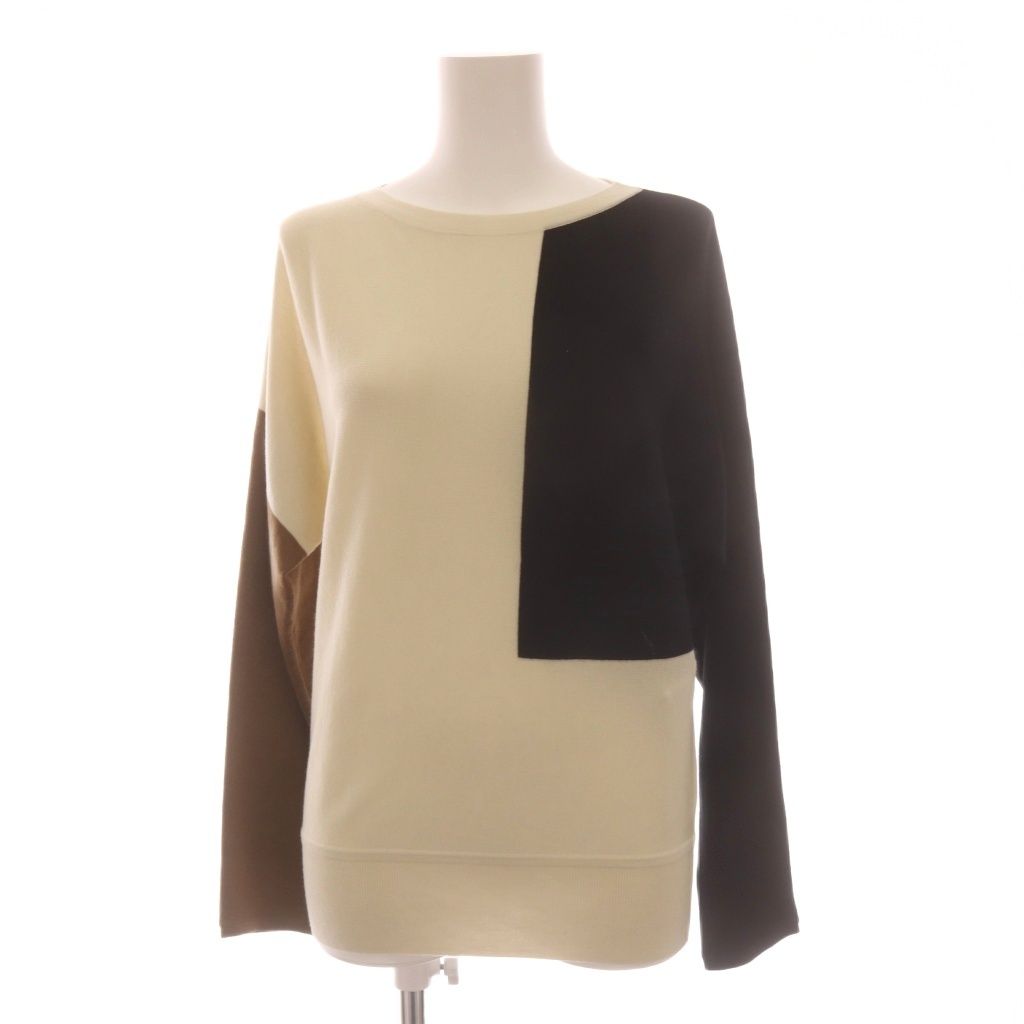 マックスマーラ MAX MARA ニット セーター 長袖 S アイボリー 黒 茶 /YM