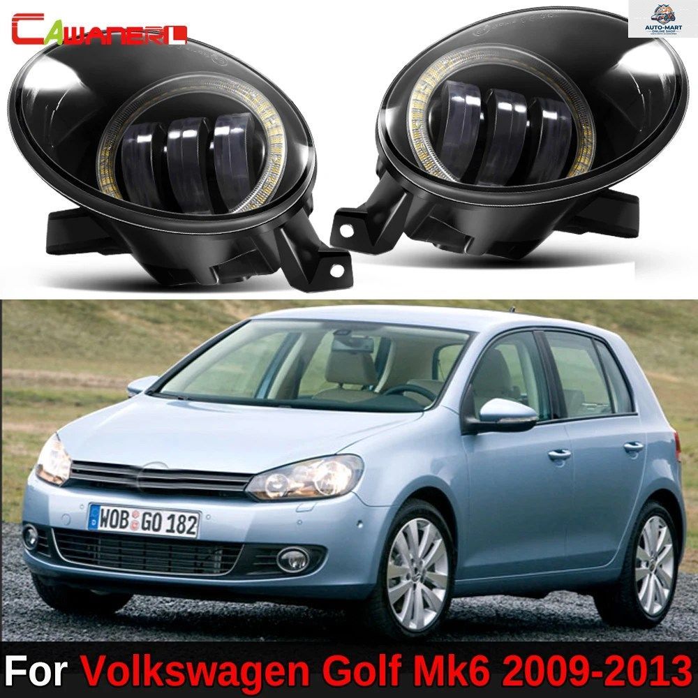 フォルクスワーゲン ゴルフ MK6 2009-2013 用 2 X 車用エンジェルアイ LED フォグライト DRL 9006 CANBUS フォグ デイタイム ランニング ラ